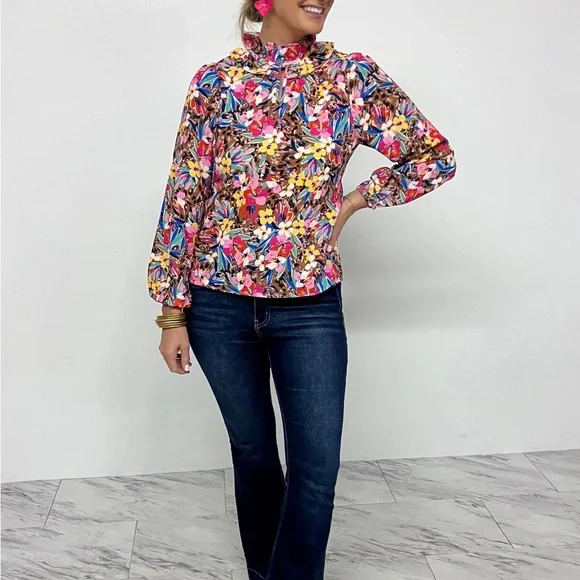 THML Floral Animal Print Long Sleeve Top NEW gorgeous - Picture 3 of 11